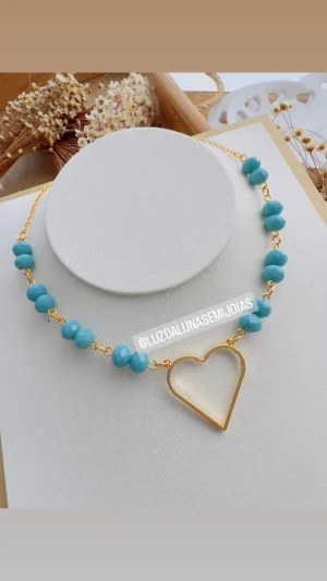 Choker Folheado Coração Vazado.