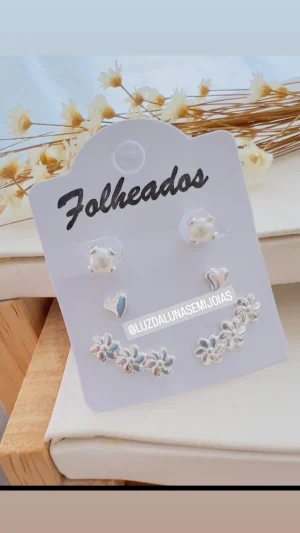 Cartela brincos folheada a prata.