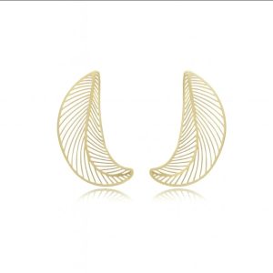 Brinco Folha ,Folhado A Ouro 18K