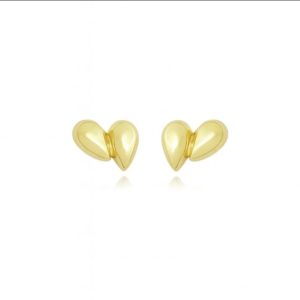 Brinco Gota Dupla,Folheado A Ouro.