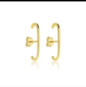 Ear Hook Liso 1Mm Banhado A Ouro 18K