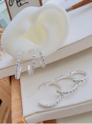 Trio argolinha Strass Folheados Ouro e Prata.