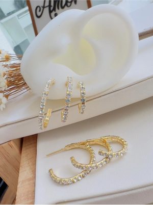 Trio argolinha Strass Folheados Ouro e Prata.